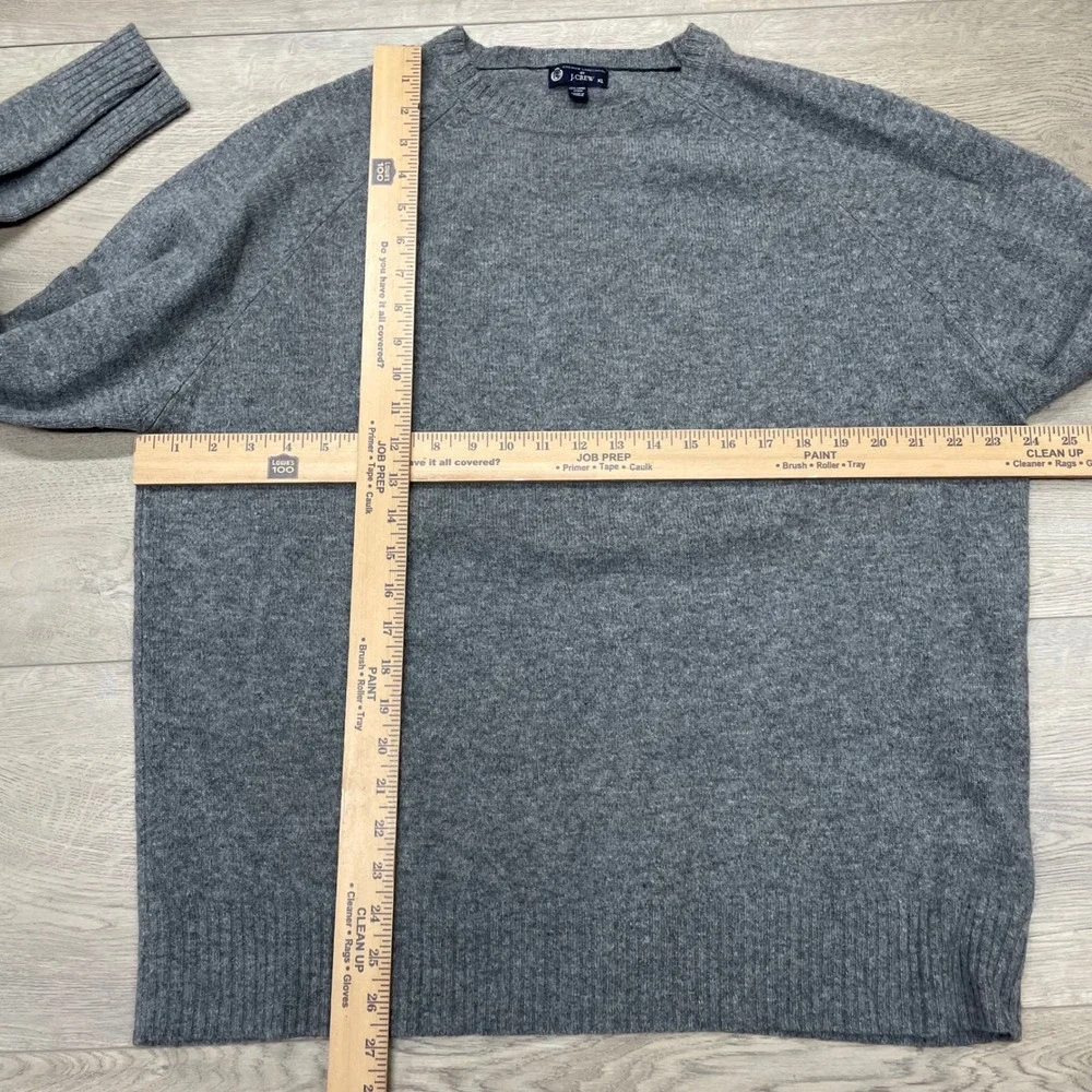 J.Crew Sweater Mens XL Gray Premium Lambswool Crewneck Raglan 98323 FA 09